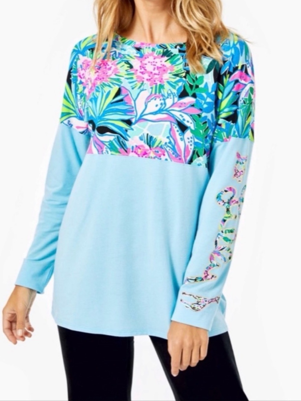 Lilly Pulitzer Finn Boatneck Shirt Onyx Me You and Giraffe Size Extra Large